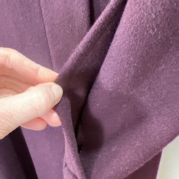 Forecaster of Boston Women’s Wool Coat Size 1X 18 Purple Velvet Trim Classic Lux - Picture 3 of 10
